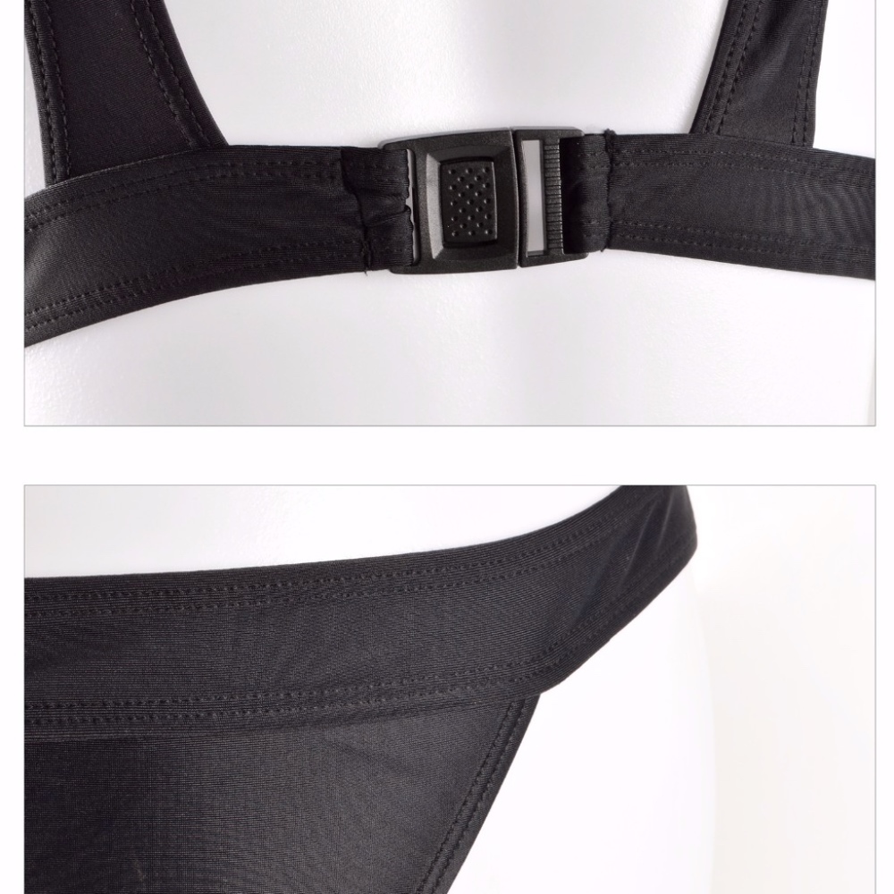Strappy Mesh Detail One Piece Swimsuit Black - Picture 7 of 8